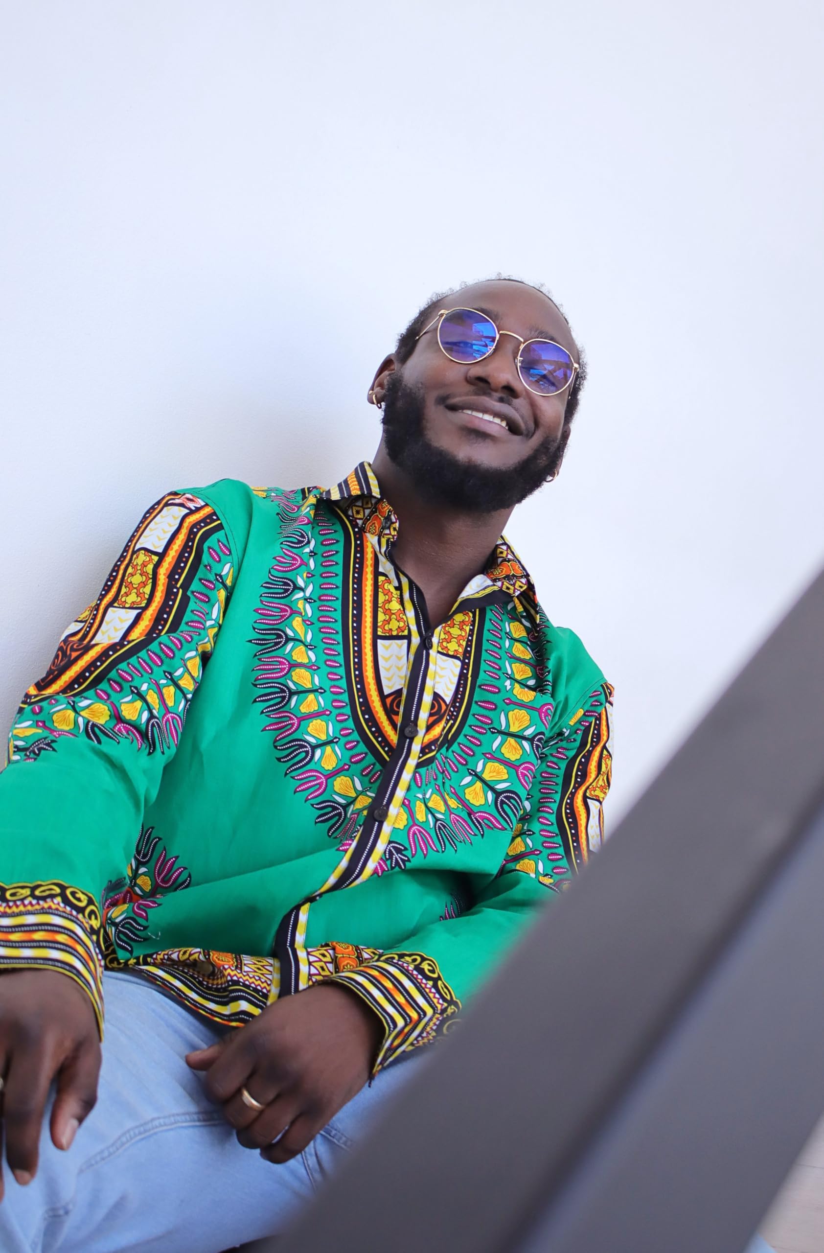 DA'IKI Africa Boubou Dashiki Button Down Fashion Shirt Bright Batik Cotton - Image 5