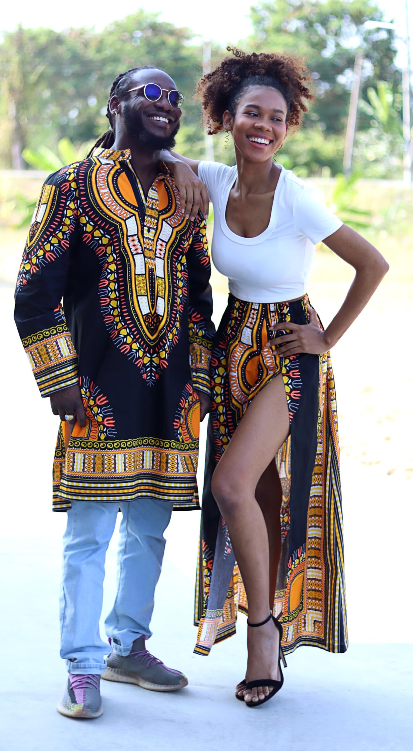 DA'IKI African High Slit Dashiki Art Elastic Waist Kente Ankara Dance Skirt Wax Cotton - Image 6