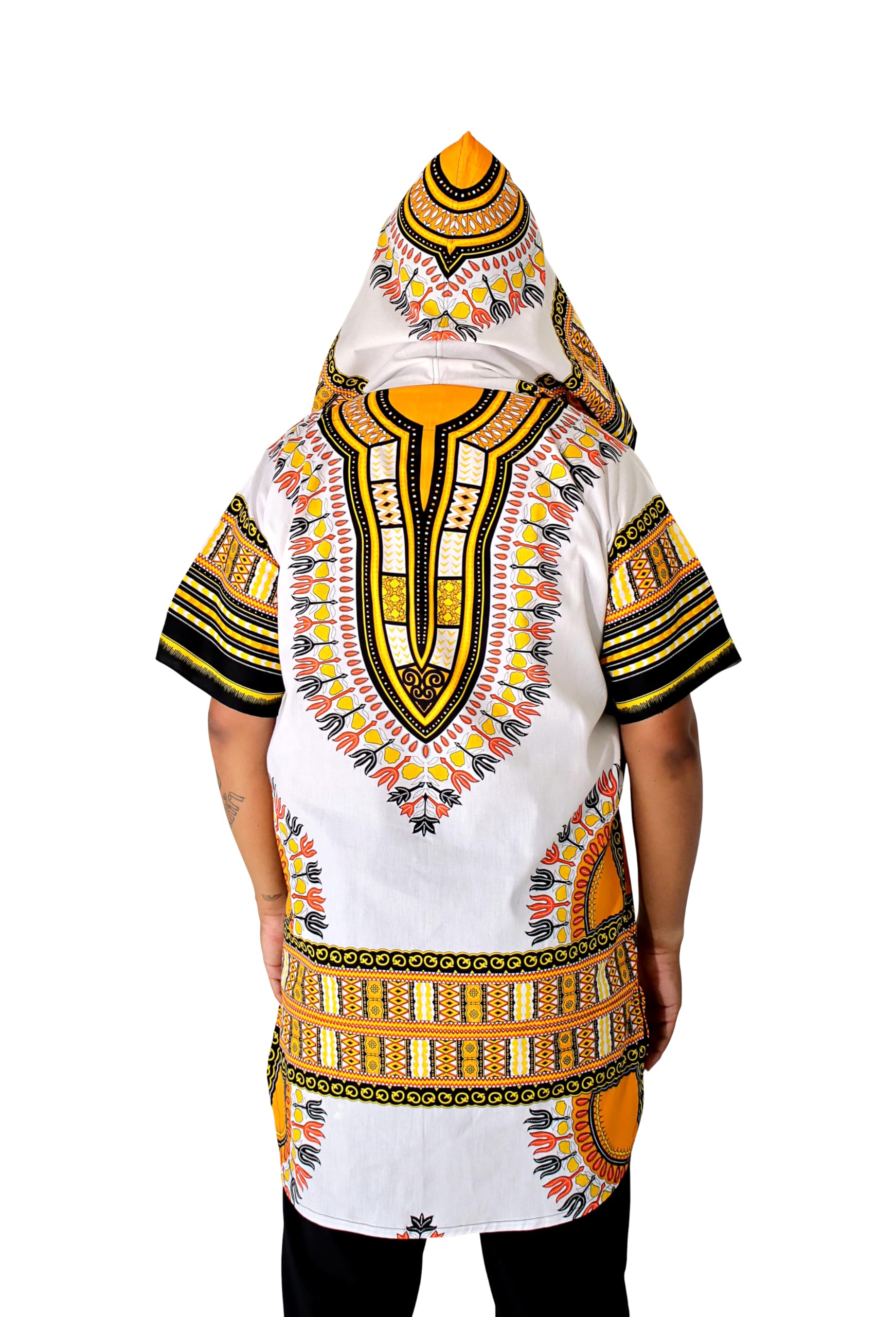 DA'IKI African Long Urban Dashiki Warlock Jacket with Hoody Warrior Shirt Pullover - Image 4