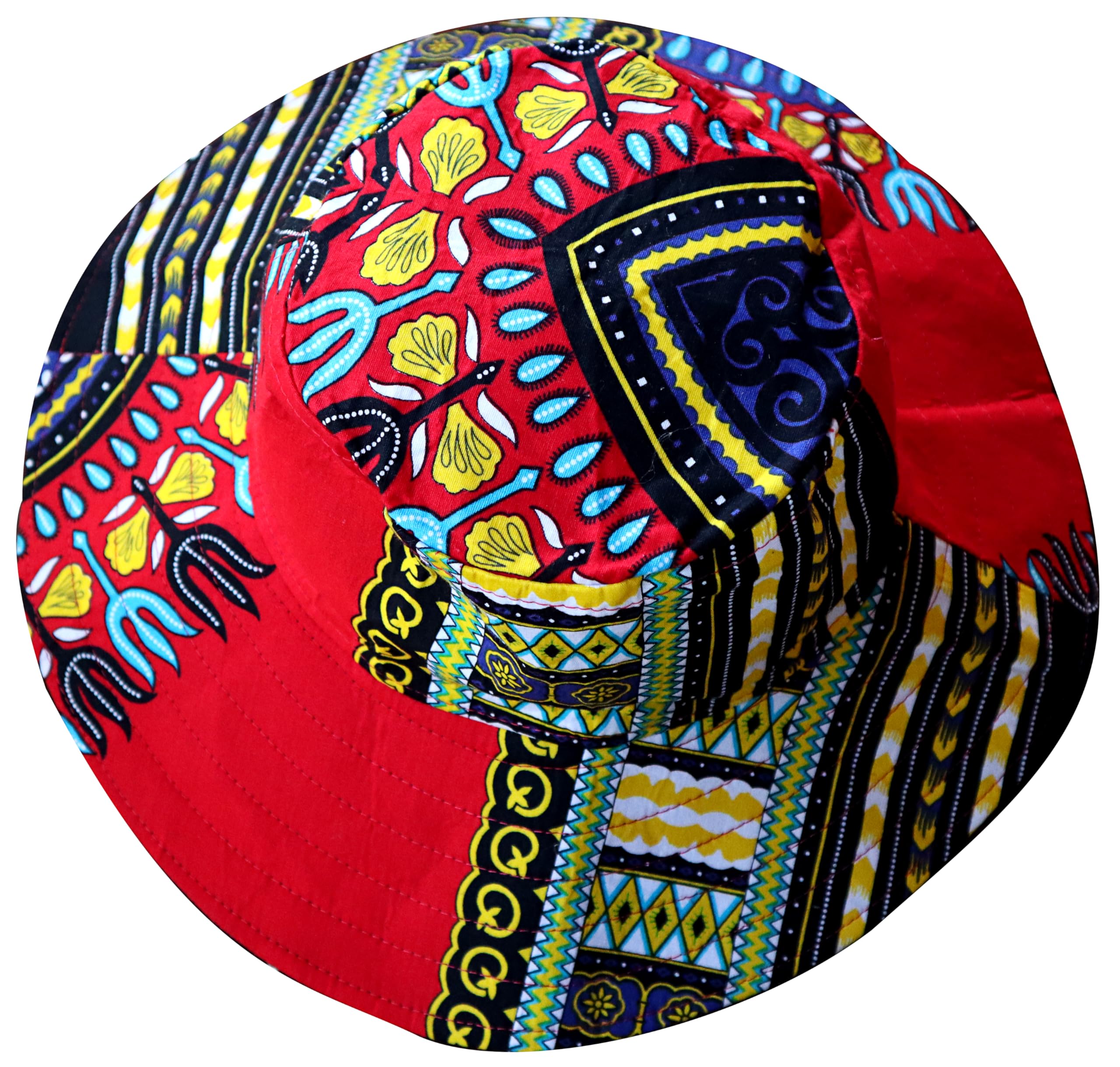 DA'IKI Central African Dashiki Cotton Hat Handmade Bright Afrikans Hairtie Sunhat - Image 3