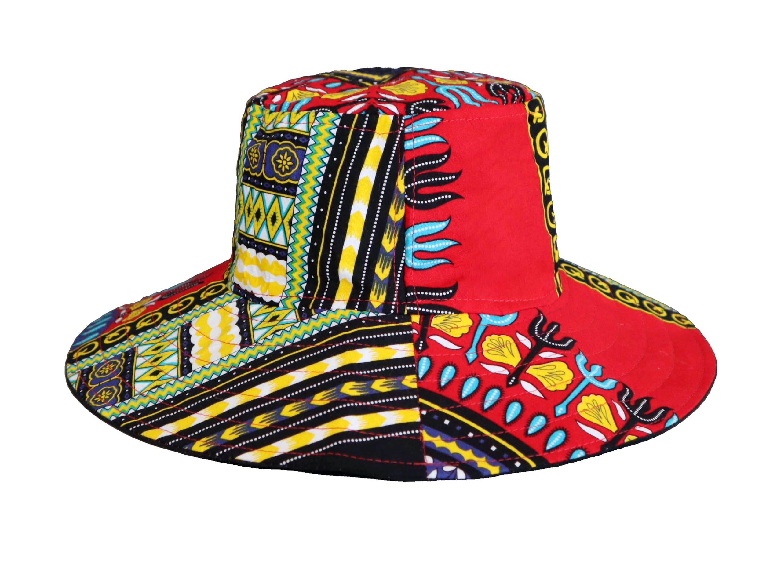 DA'IKI Central African Dashiki Cotton Hat Handmade Bright Afrikans Hairtie Sunhat - Image 5