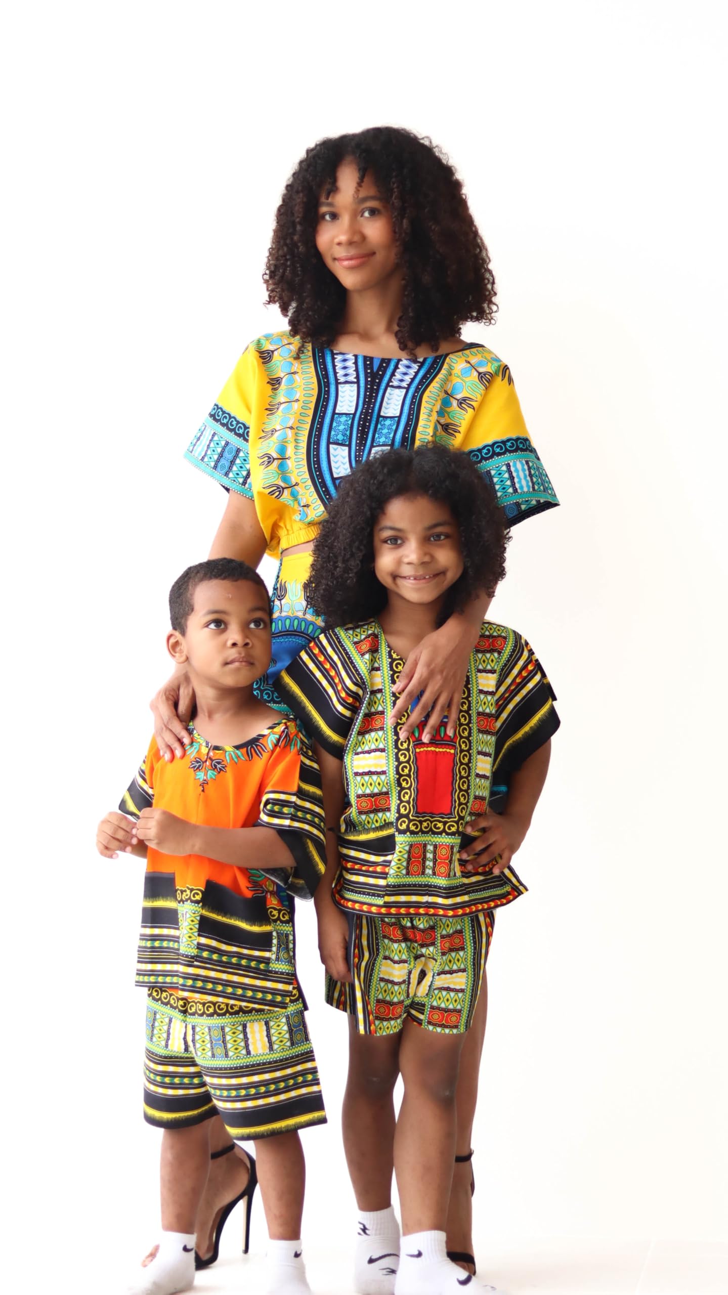 DA'IKI Childrens Unisex Afrikan Cotton Patch Short and Shirt Dashiki Outfit - Image 5