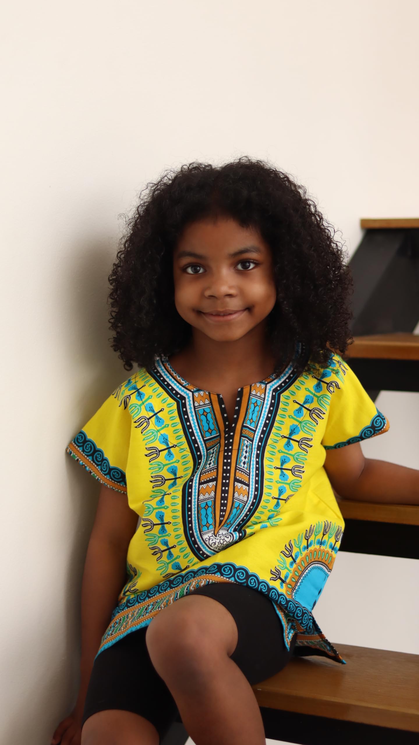 DA'IKI Dashiki Cotton Childs Shirt African Tribal Kaftan Childrens Unisex Boys Girls - Image 3