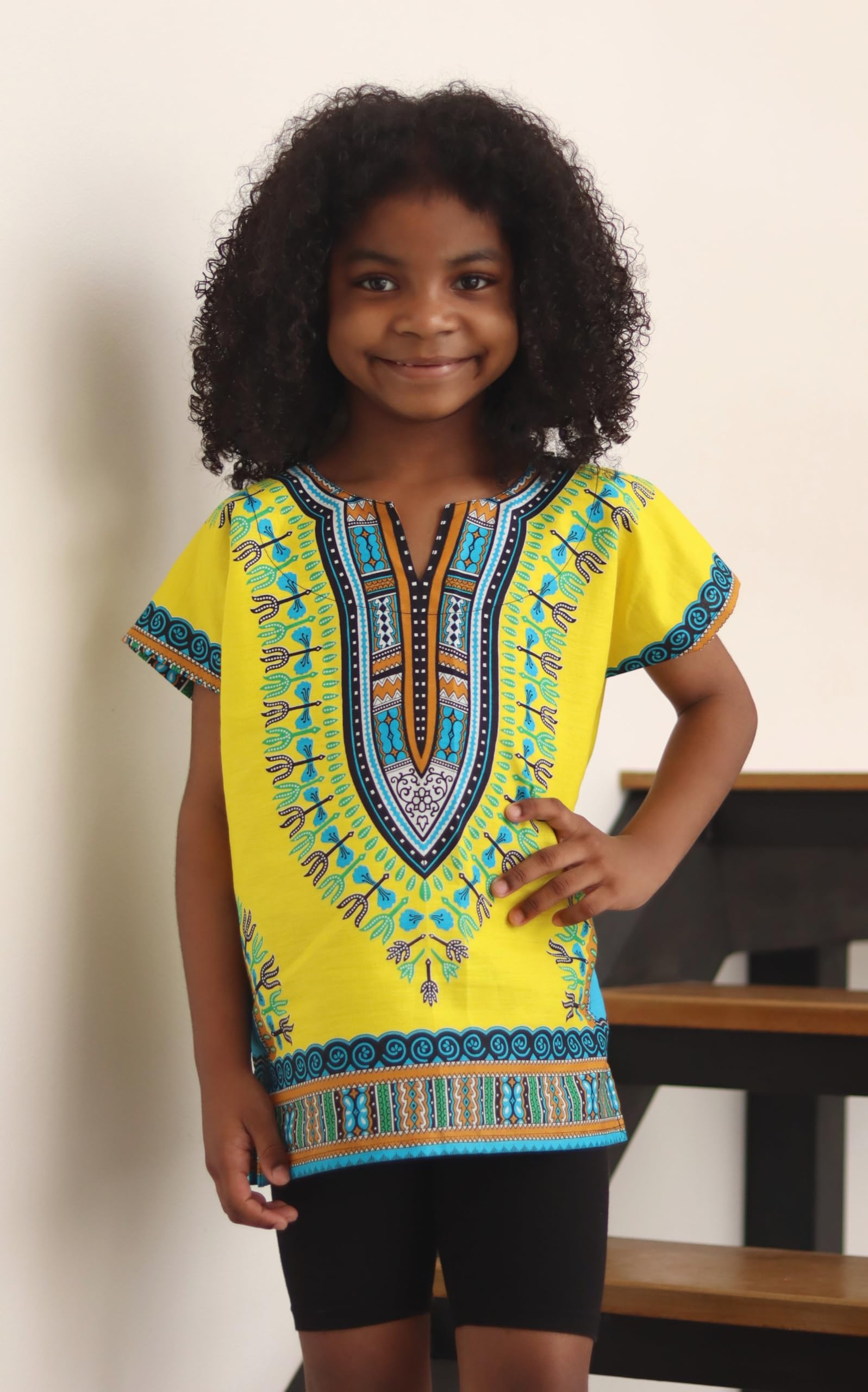 DA'IKI Dashiki Cotton Childs Shirt African Tribal Kaftan Childrens Unisex Boys Girls - Image 4