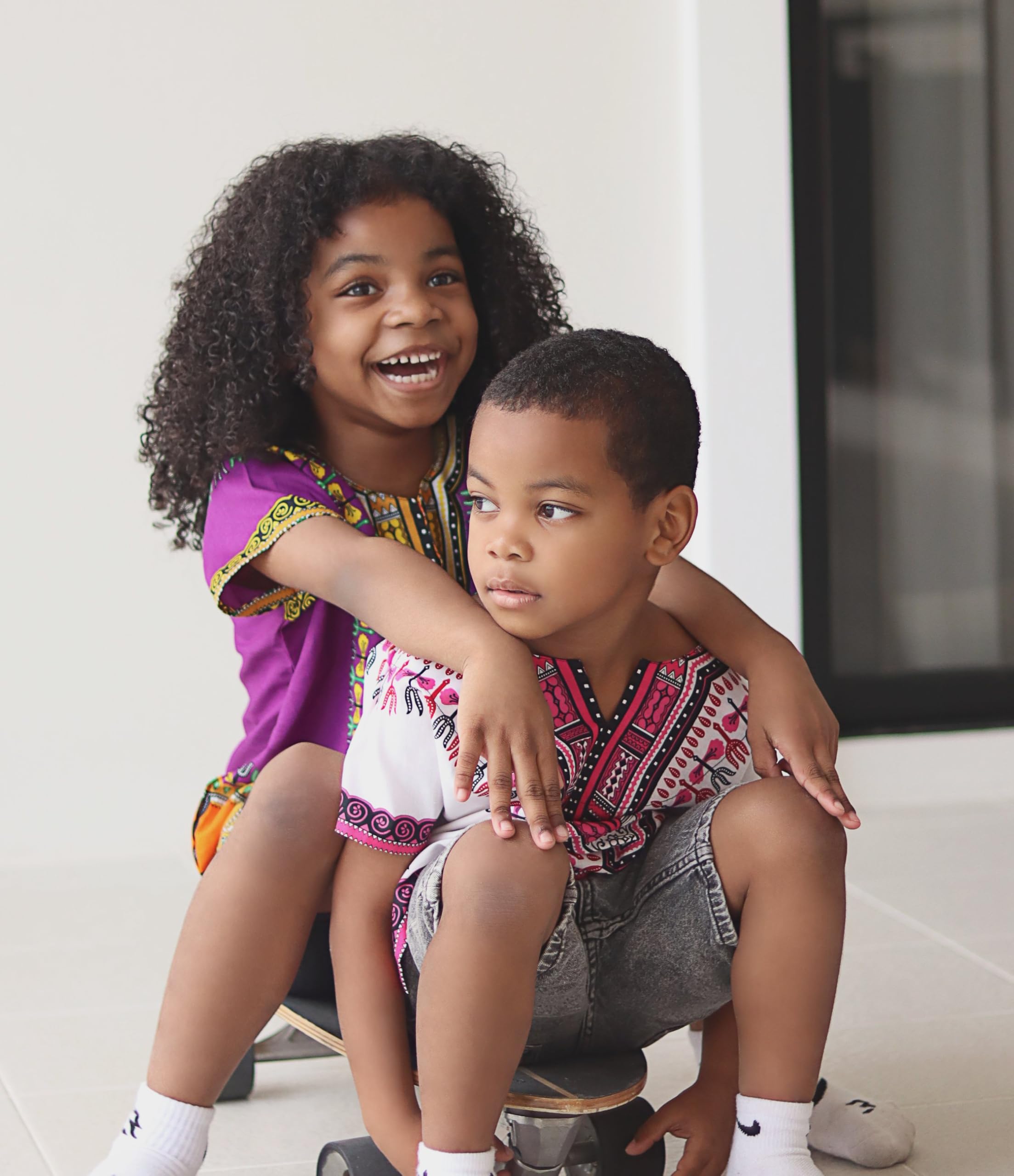 DA'IKI Dashiki Cotton Childs Shirt African Tribal Kaftan Childrens Unisex Boys Girls - Image 3