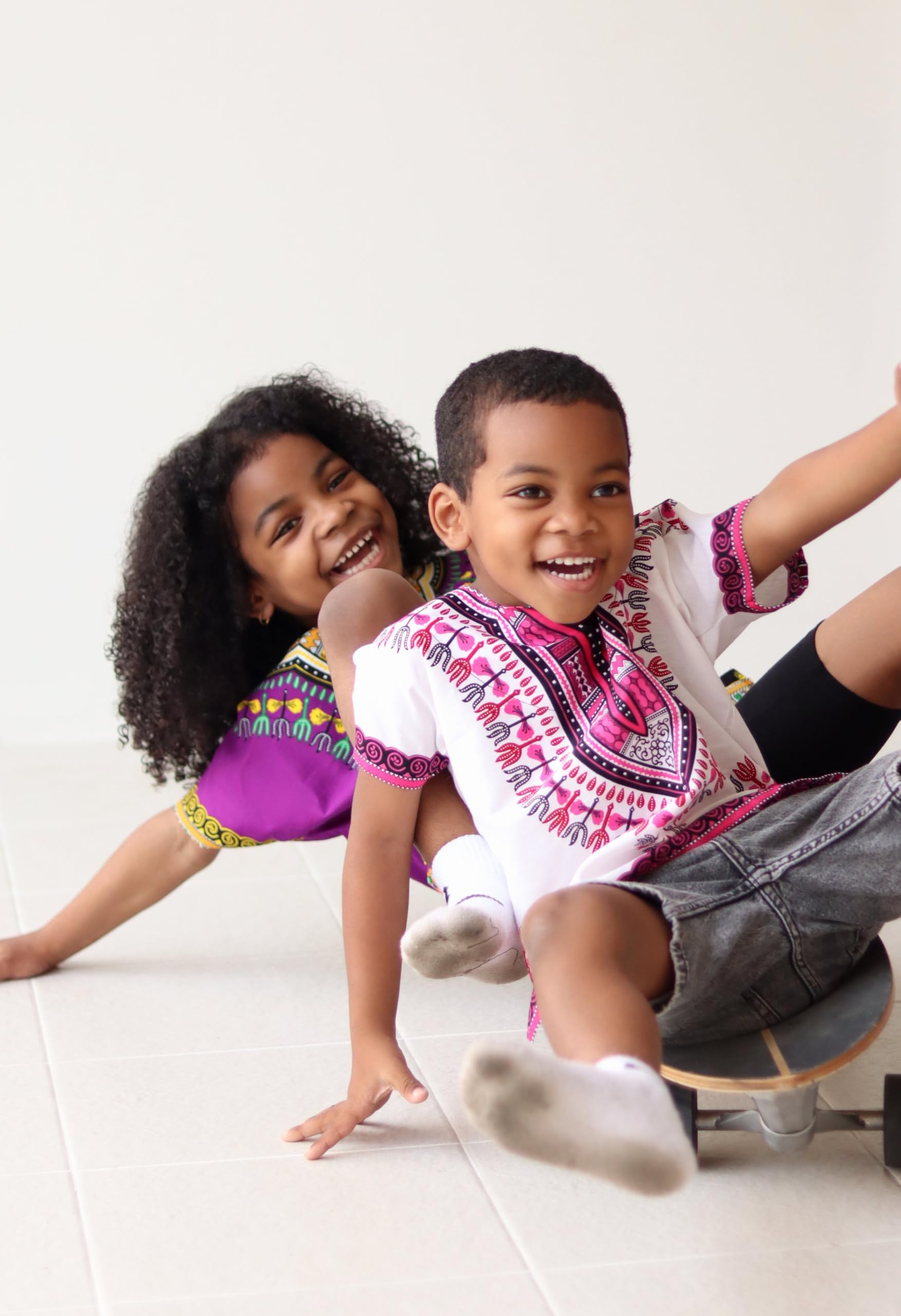 DA'IKI Dashiki Cotton Childs Shirt African Tribal Kaftan Childrens Unisex Boys Girls - Image 5