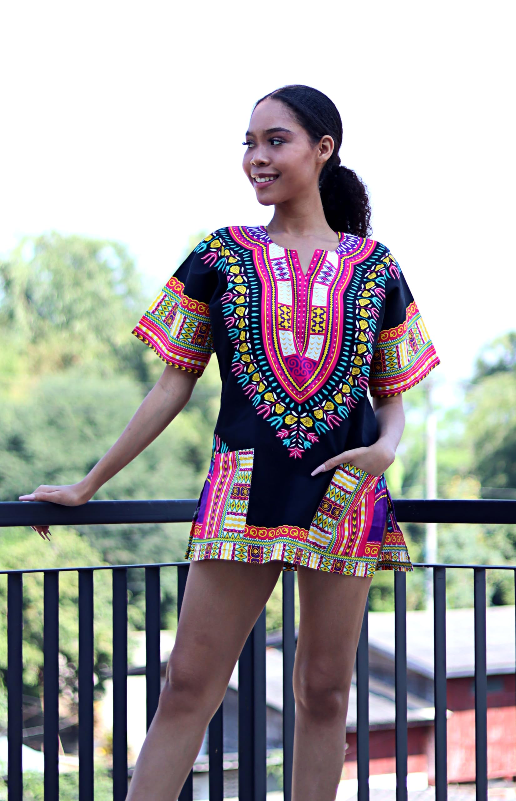 DA'IKI Dashiki Cotton Shirt African Tribal Kaftan Boho Caftan Unisex - Image 3