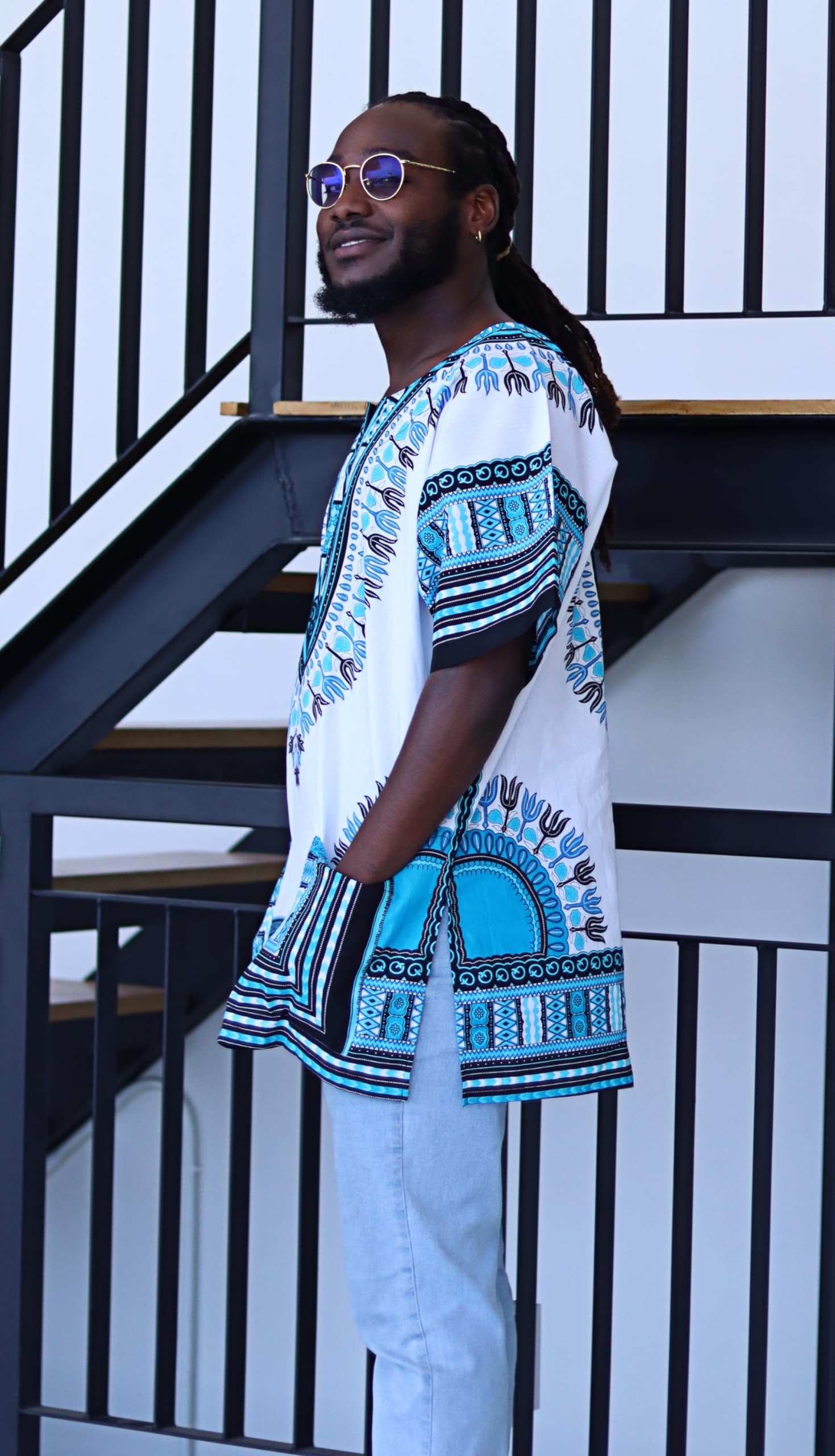 DA'IKI Dashiki Cotton Shirt African Tribal Kaftan Boho Caftan Unisex - Image 3