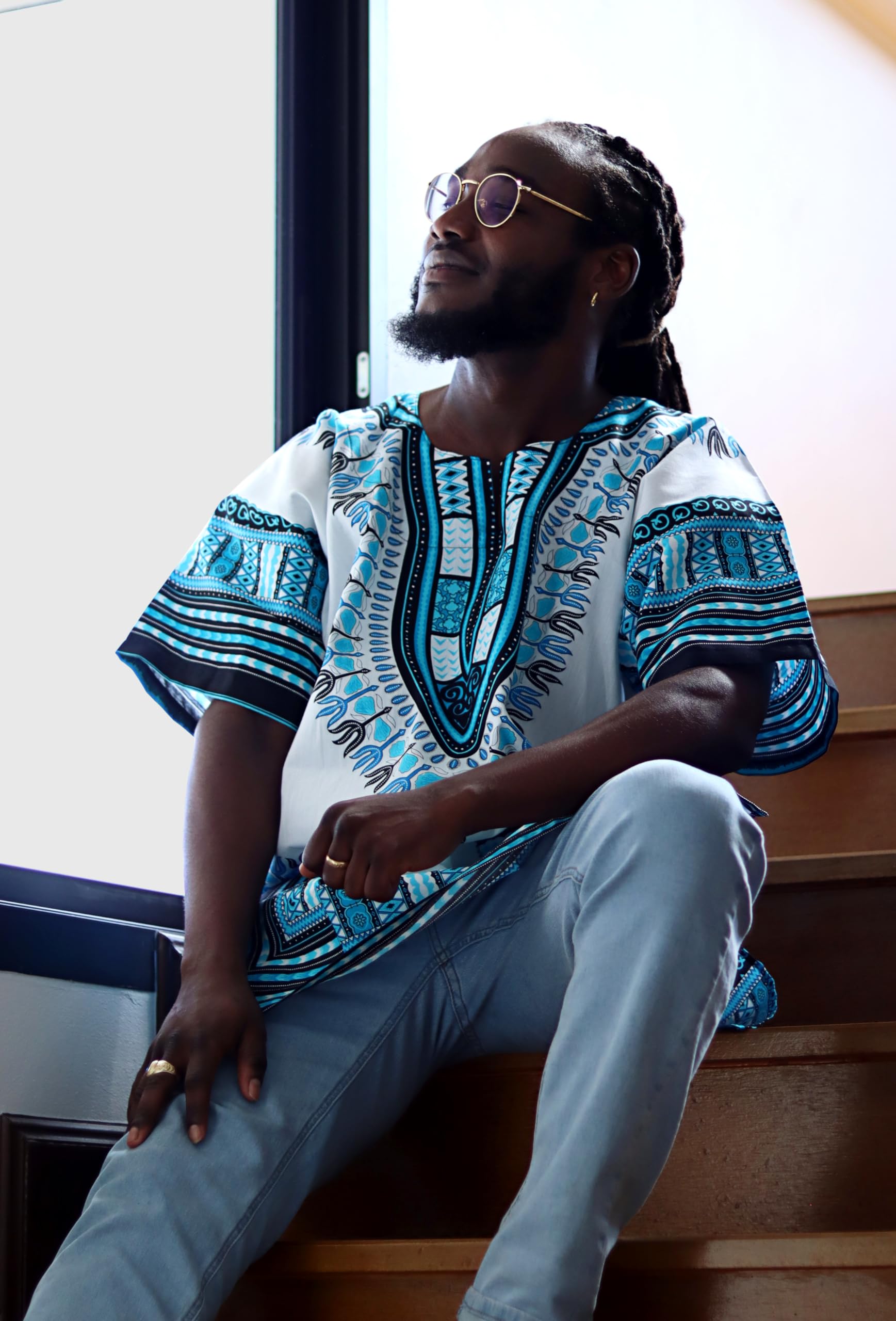 DA'IKI Dashiki Cotton Shirt African Tribal Kaftan Boho Caftan Unisex - Image 5