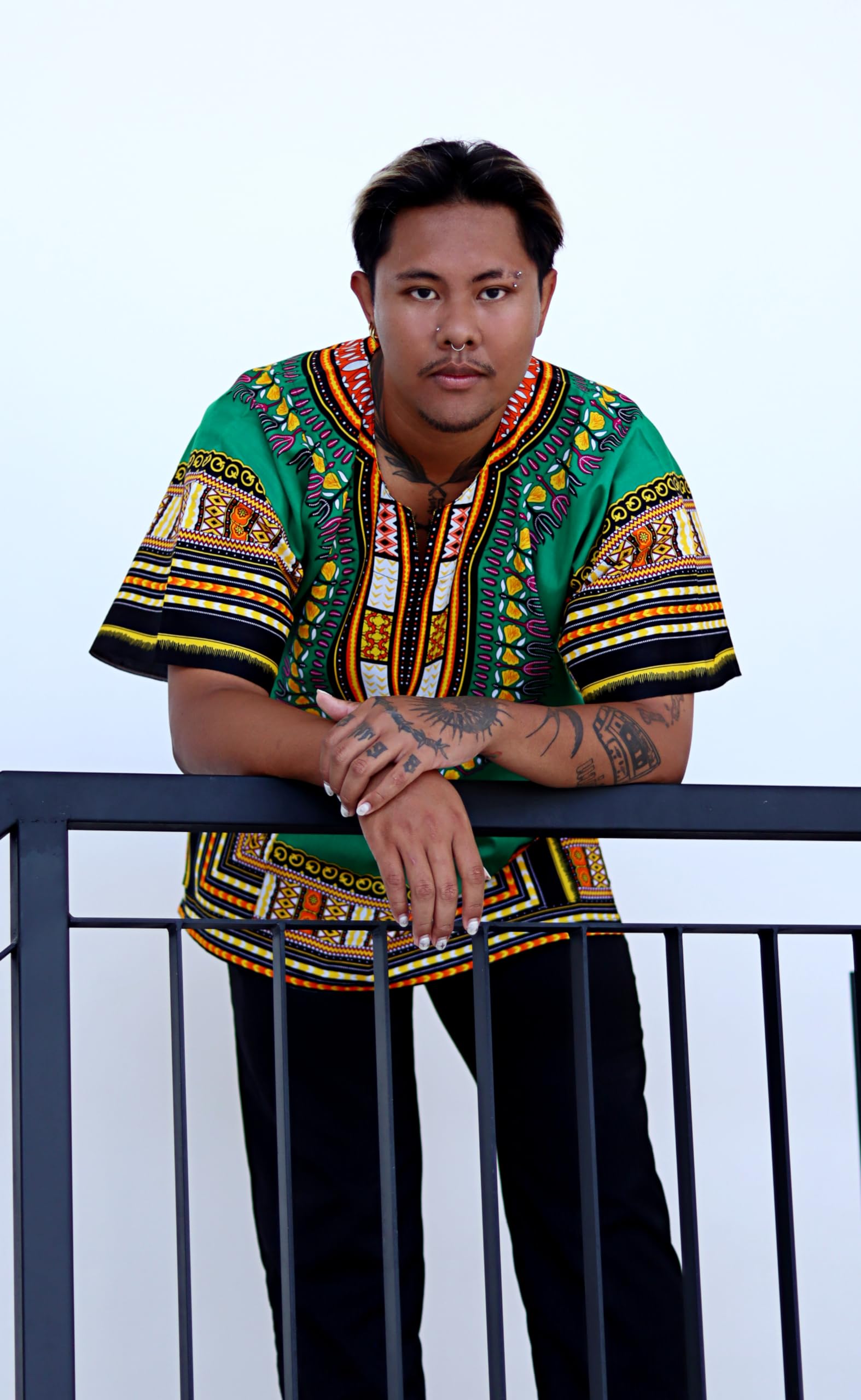 DA'IKI Dashiki Cotton Shirt African Tribal Kaftan Boho Caftan Unisex - Image 4
