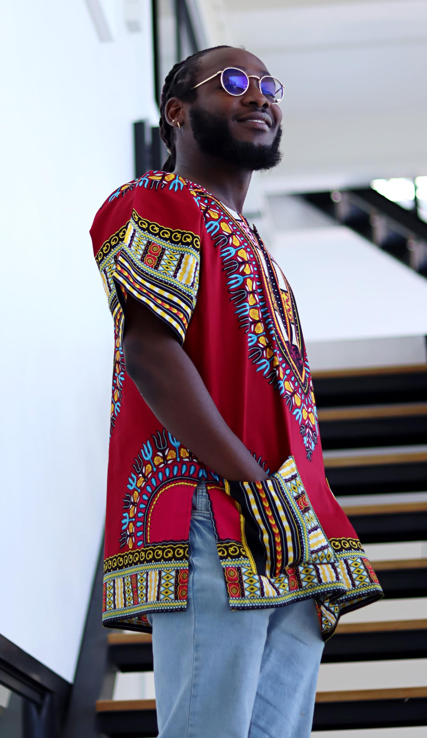 DA'IKI Dashiki Cotton Shirt African Tribal Kaftan Boho Caftan Unisex - Image 3