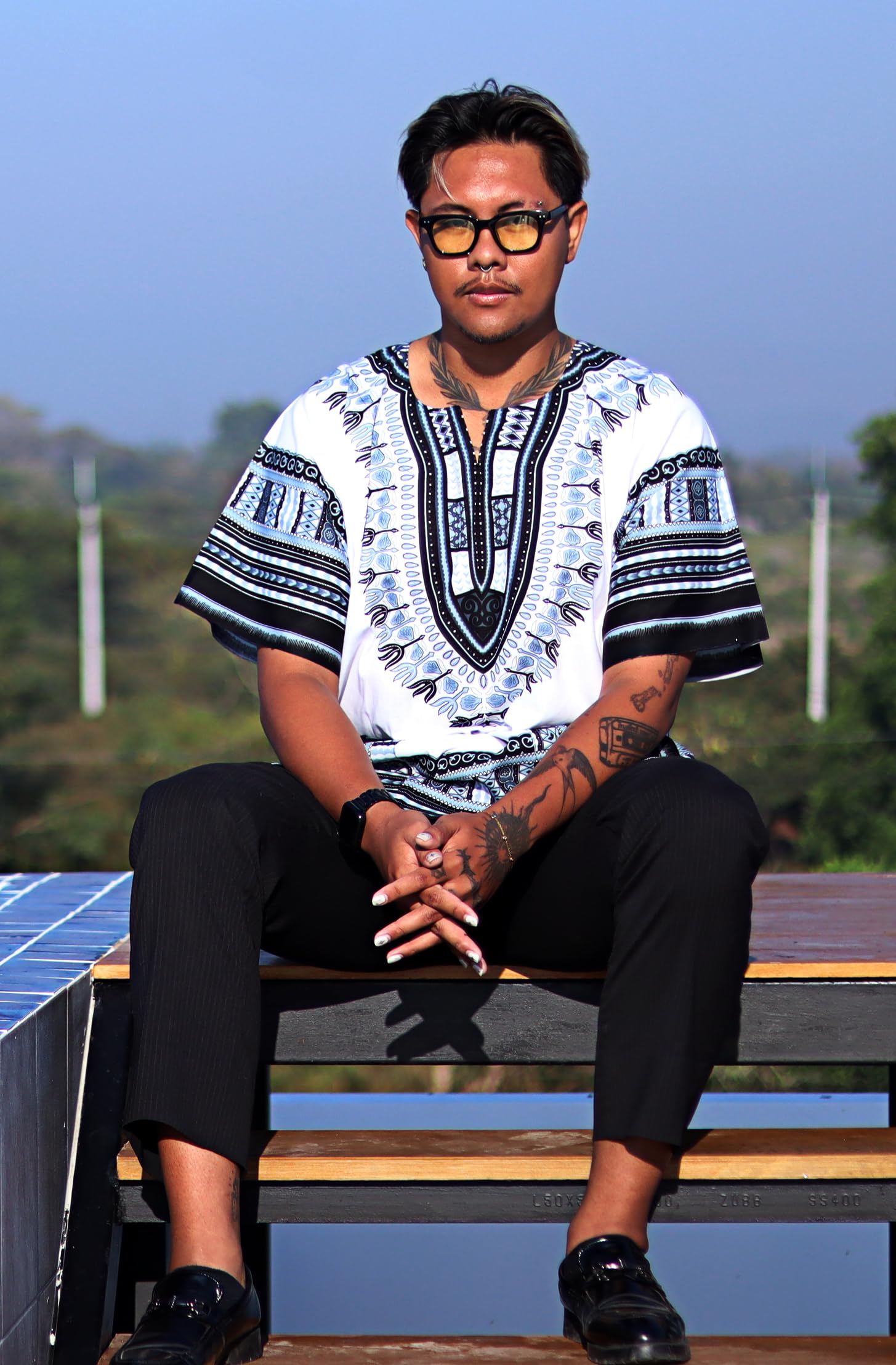 DA'IKI Dashiki Cotton Shirt African Tribal Kaftan Boho Caftan Unisex - Image 3