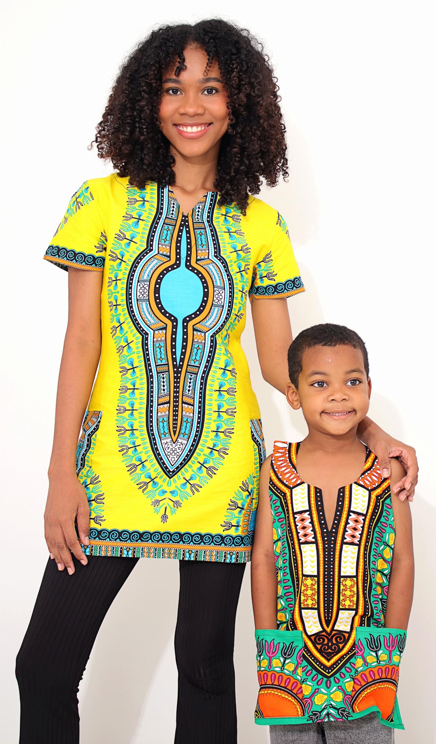 DA'IKI Fitted African Dashiki Frock Side Pocket with Zipper Back 70s Cotton Dress - Image 5