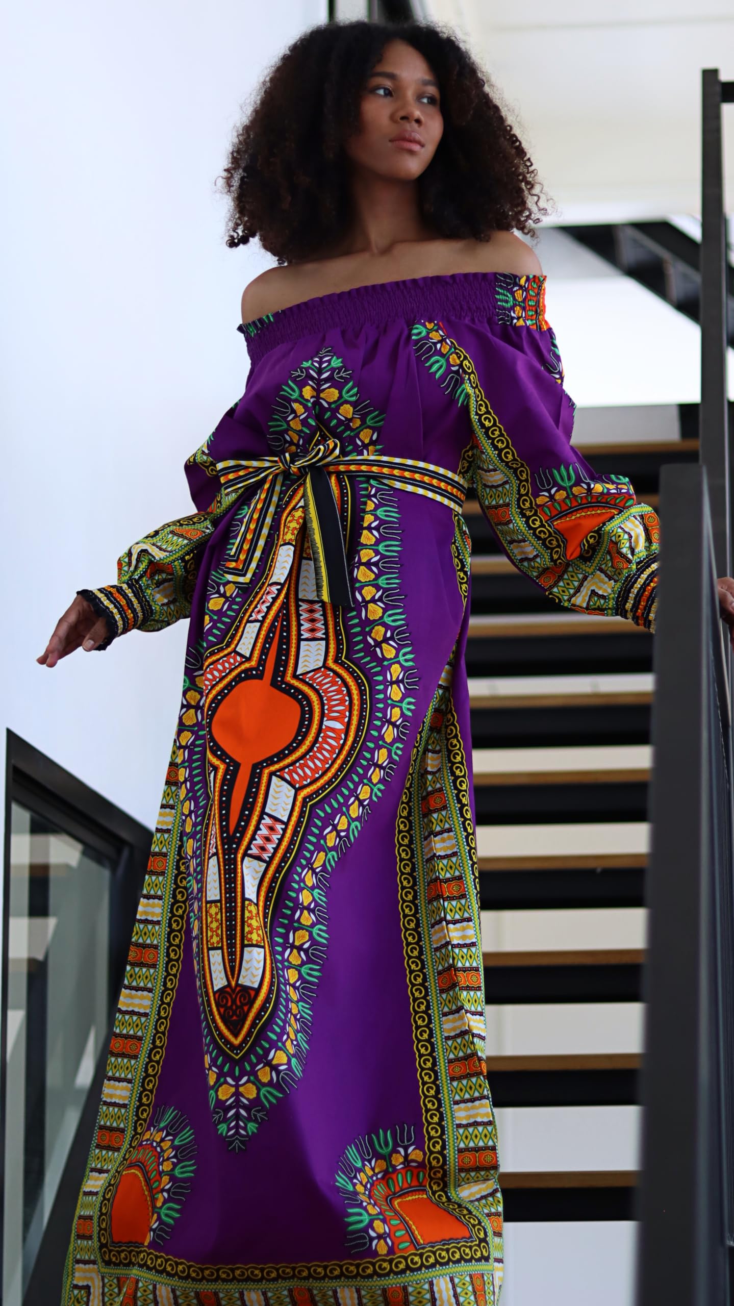 DA'IKI Full Mississippi Riverboat Belle Dress Long Sleeve Dashiki African Smock - Image 3