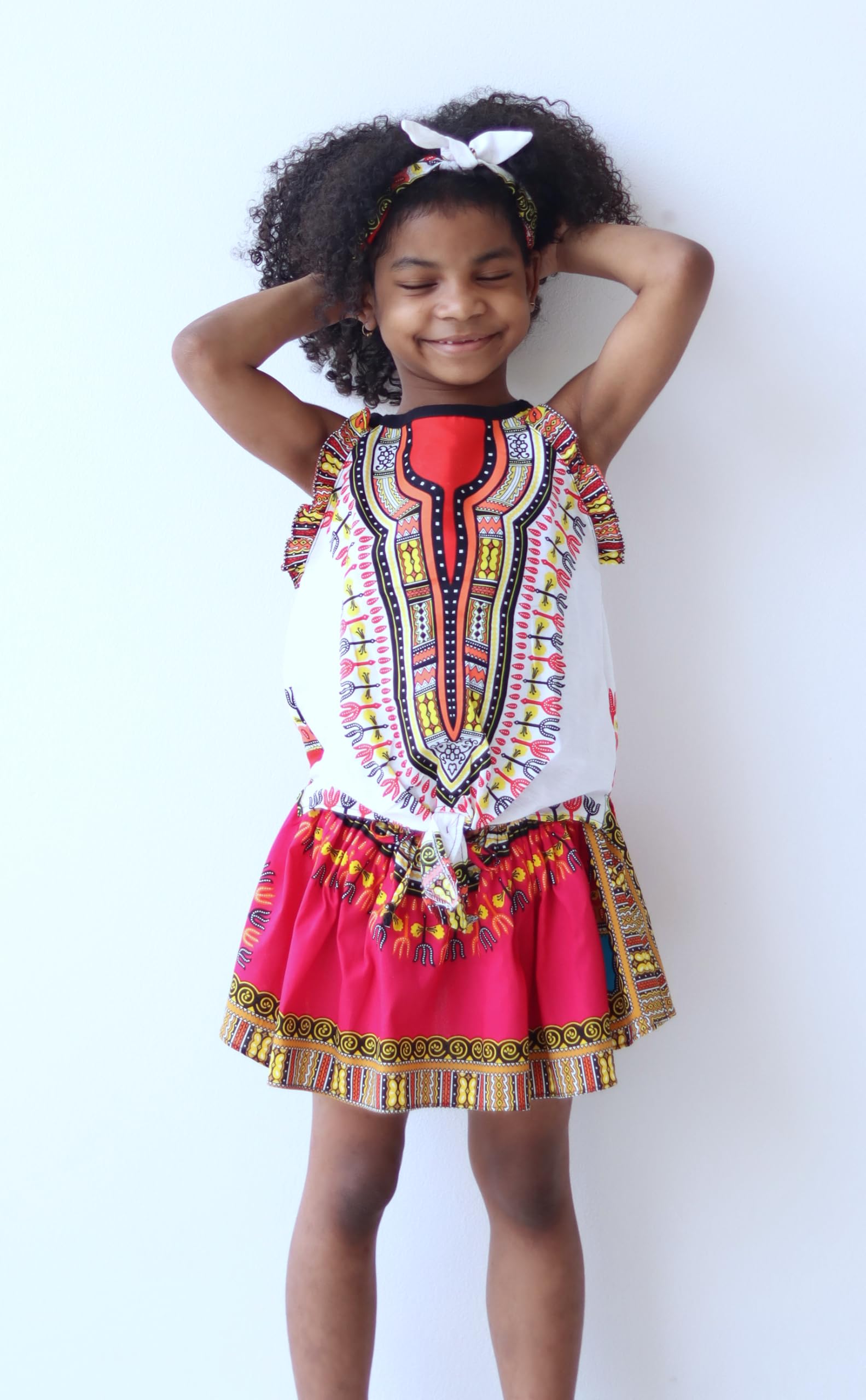 DA'IKI Girls Light Cotton Sleeveless Front Tie Dashiki Angel Shirt Dance Show Cotton Frill - Image 3