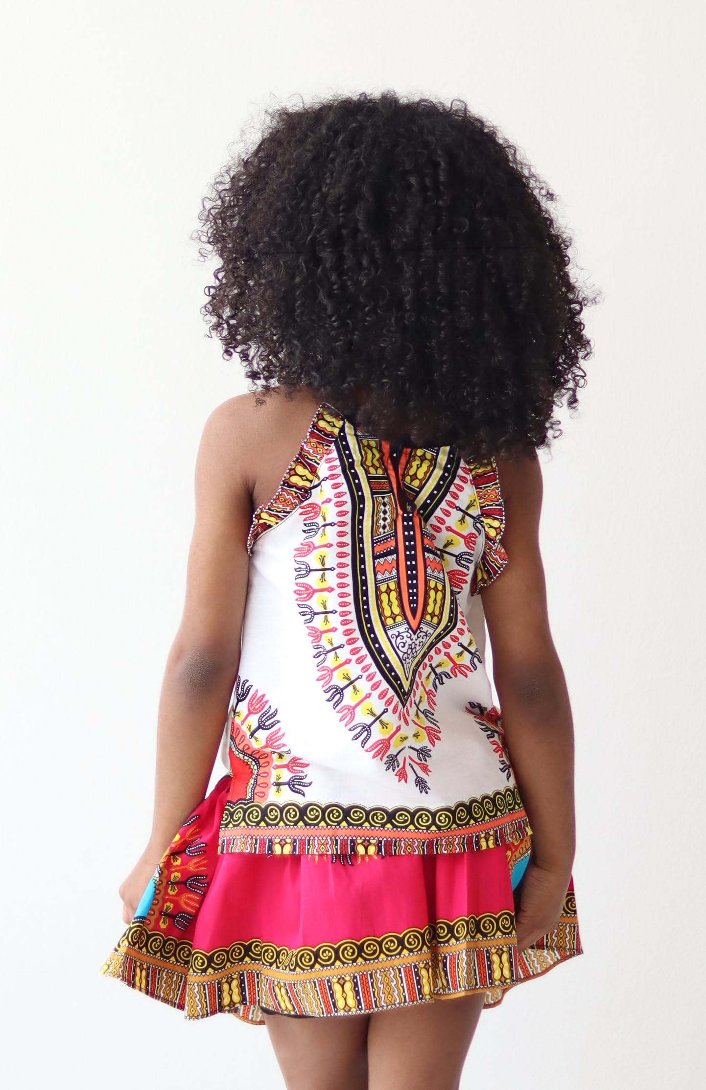 DA'IKI Girls Light Cotton Sleeveless Front Tie Dashiki Angel Shirt Dance Show Cotton Frill - Image 4
