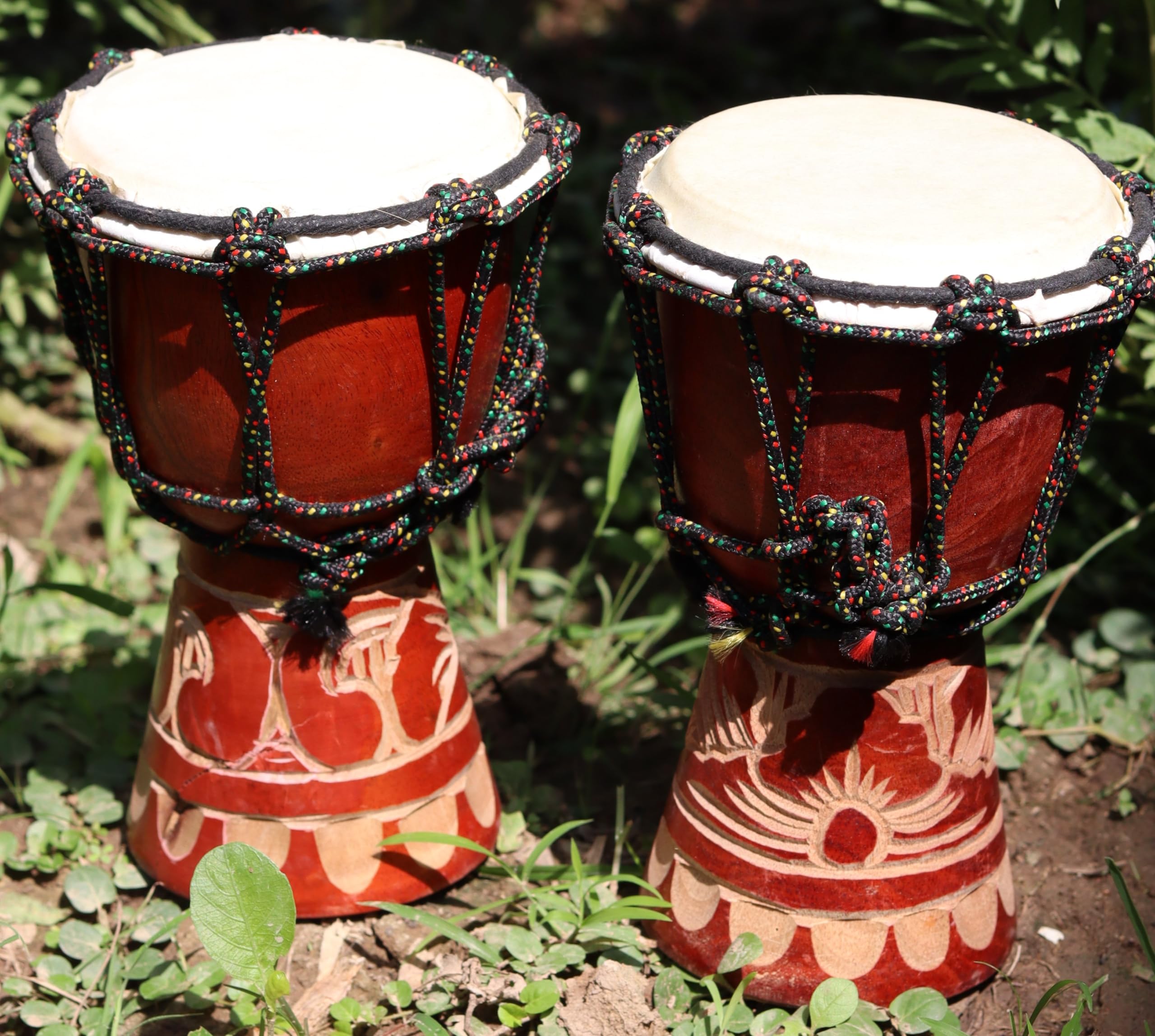 DA'IKI Handmade African Wooden Hand Djembe African Art Traditional Drum, 13cm Diameter, Hand Carved - Brown - Image 3