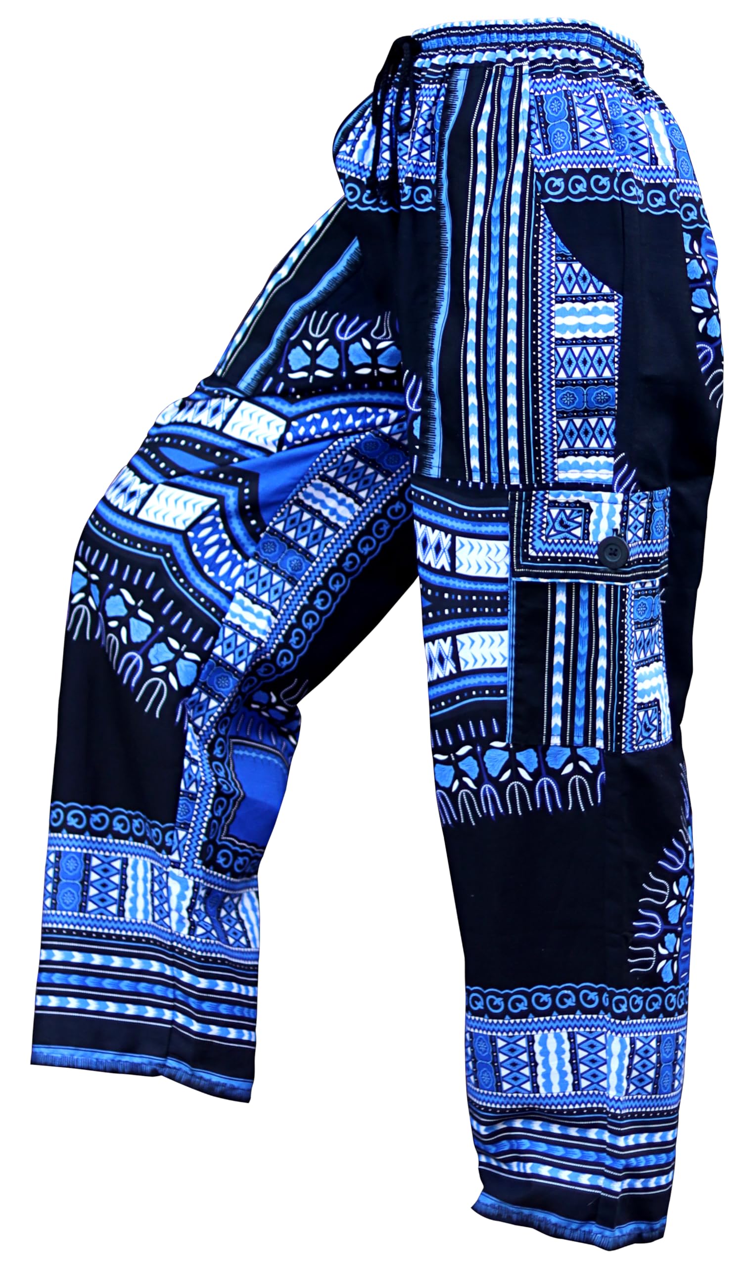 DA'IKI Loose and Casual Ladies Cotton African Dashiki Pants Cargo Khakis Ankara Art - Image 3