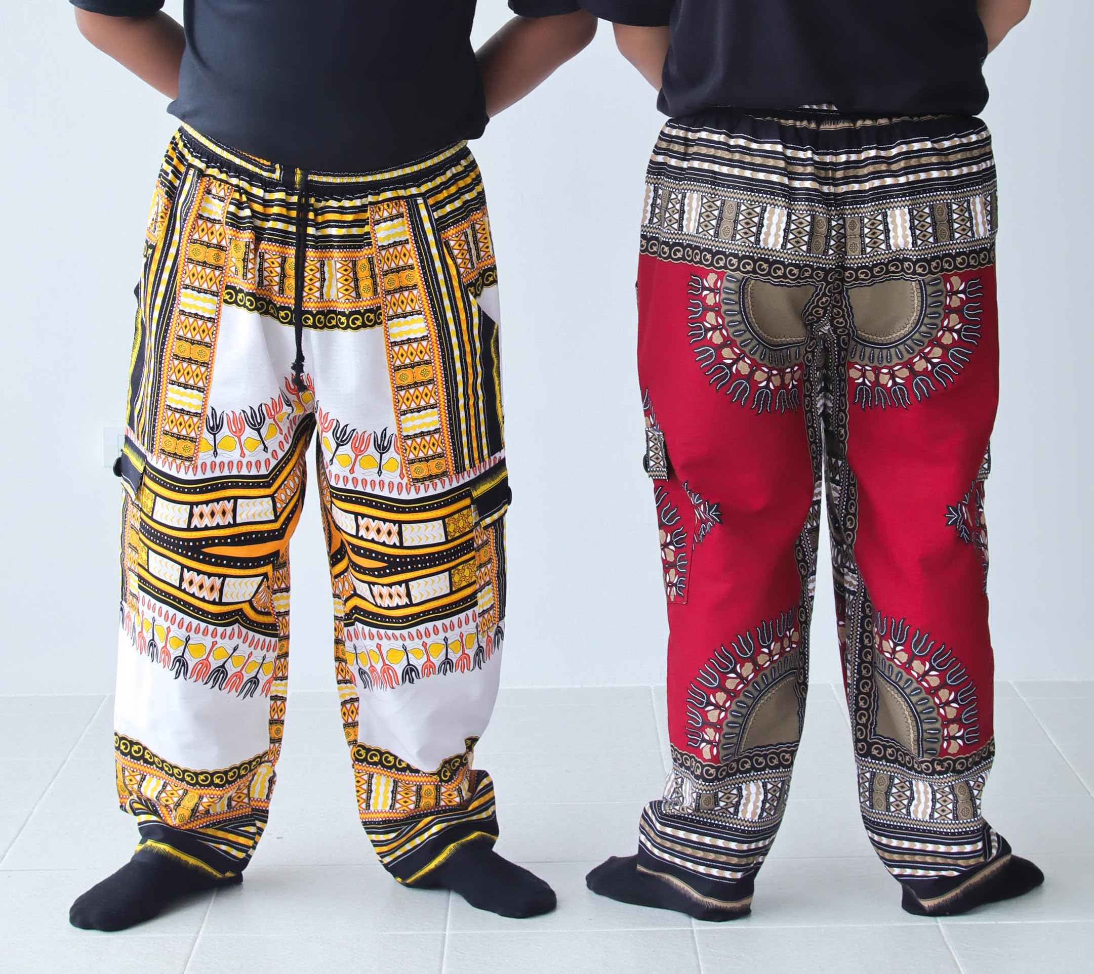 DA'IKI Loose and Casual Mens Cotton African Dashiki Pants Cargo Khakis Ankara Art - Image 3