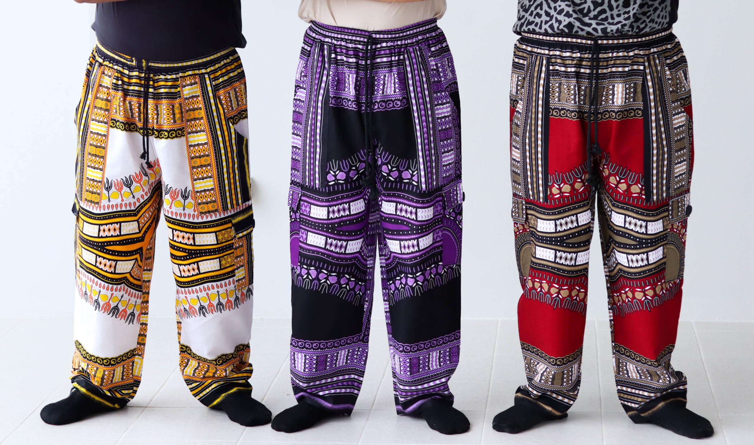 DA'IKI Loose and Casual Mens Cotton African Dashiki Pants Cargo Khakis Ankara Art - Image 4