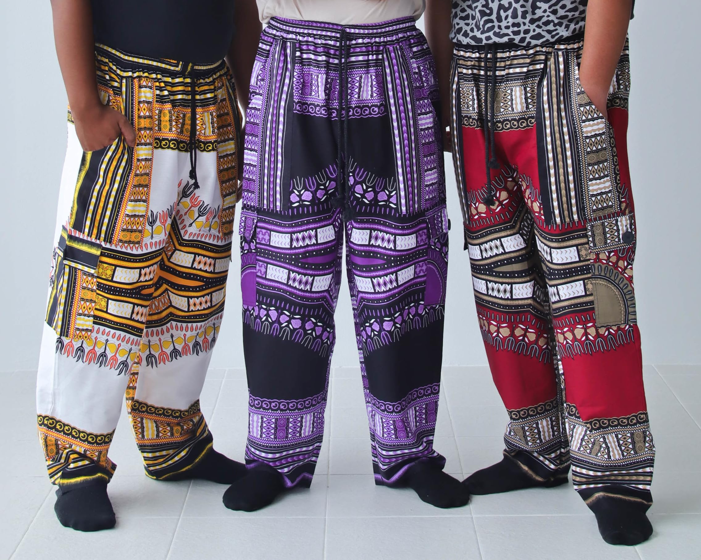 DA'IKI Loose and Casual Mens Cotton African Dashiki Pants Cargo Khakis Ankara Art - Image 5