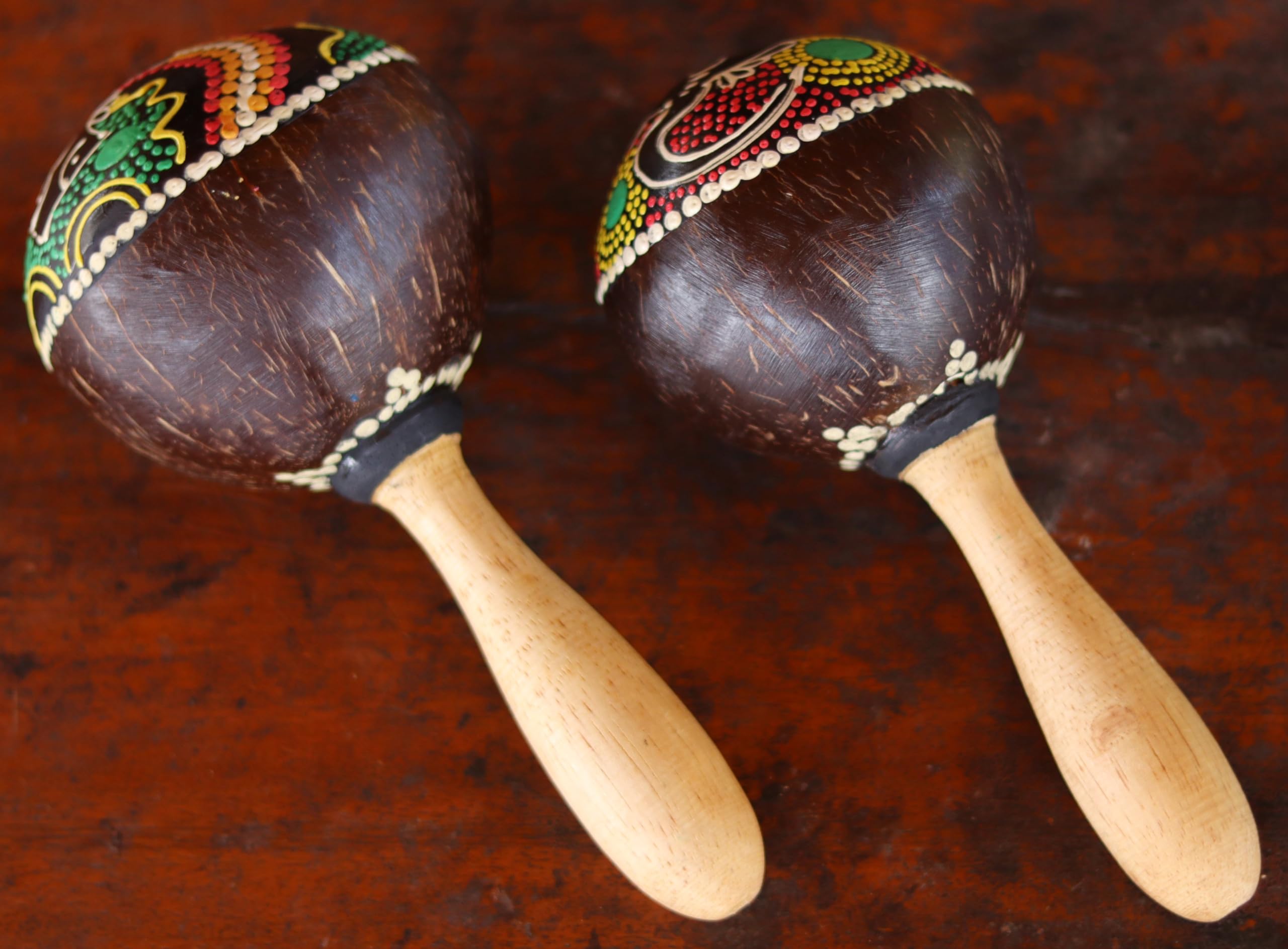 DA'IKI Shekere Maracas Afican Art Work Craft Lizard Art - 5" Diameter Dark Brown - Image 5