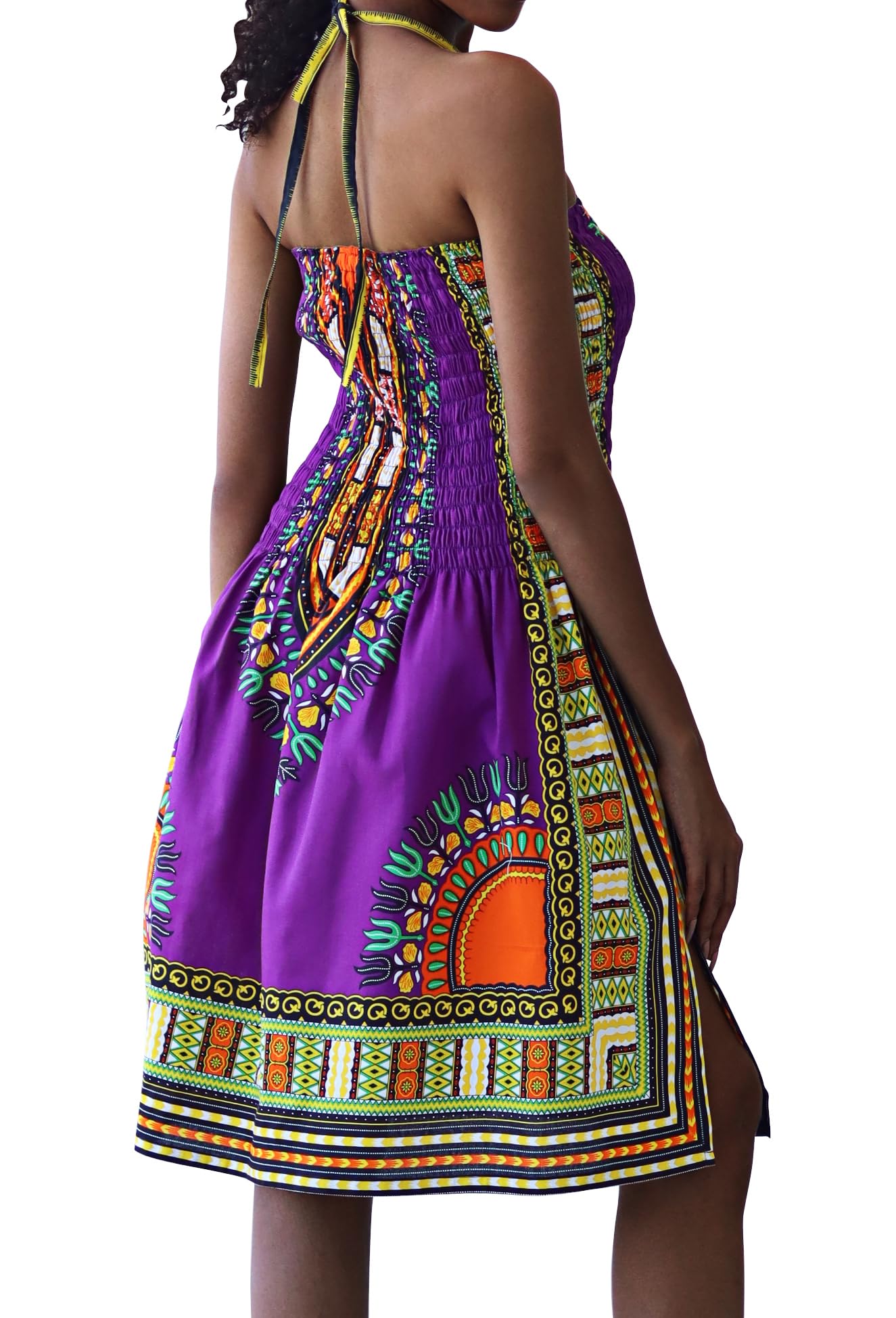 DA'IKI Smock Bust Shoulder Showing Dashiki Halter Strap Short Dress or Skirt - Image 3