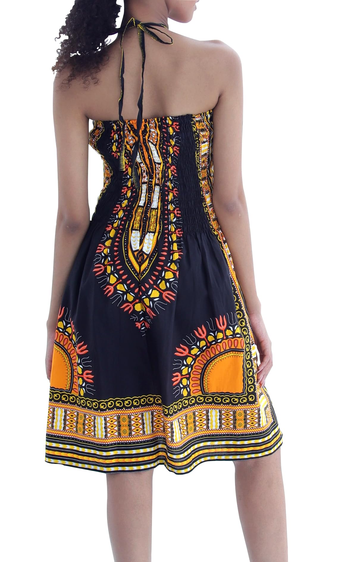 DA'IKI Smock Bust Shoulder Showing Dashiki Halter Strap Short Dress or Skirt - Image 4