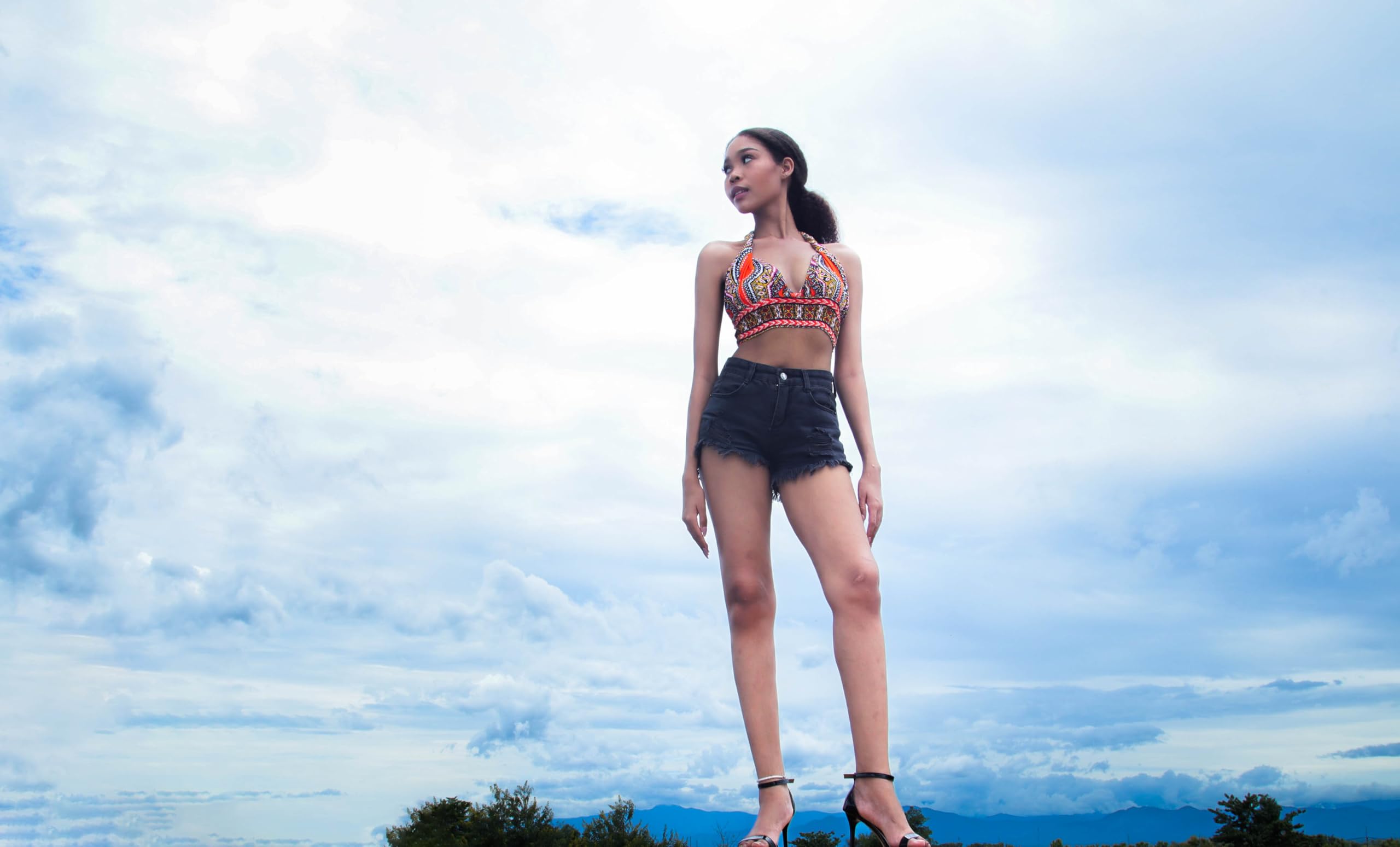 DA'IKI Smocked Bikini Top Twist Tied Dashiki Rayon Ladies Shirt Neck Tied Sexy Top Bare Back - Image 5