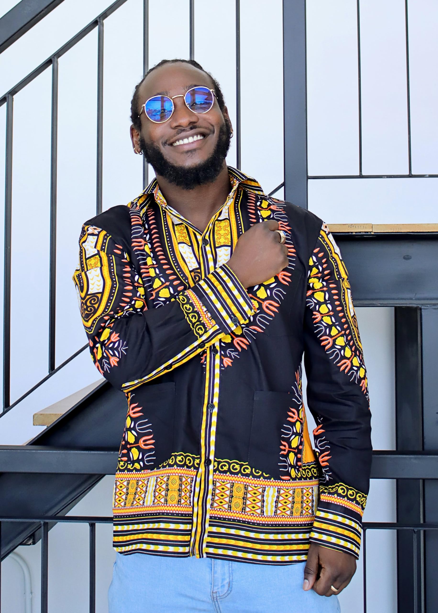 DA'IKI Suave Yucatan Guayabera Three Pocket Africa Dashiki Festival Dress Shirt - Image 4